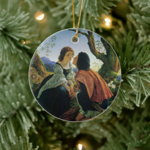 Vintage Kunst, Liebende bei Dämmerung, Sir Joseph  Keramikornament