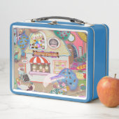 Vintage-Kunst-Lunchbox Blau Metall Brotdose (Beispiel)