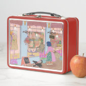 Vintage-Kunst-Lunchbox Rot Metall Brotdose (Beispiel)
