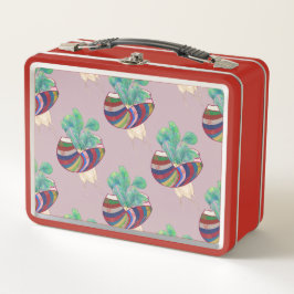 Vintage-Kunst-Lunchbox Rot Metall Brotdose