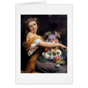 Vintage Kunst - Mädchen mit Blume,