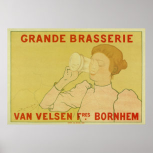 Vintage Kunst Nouveau Belgien Bieranzeige Poster