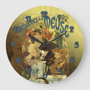 Vintage Kunst Nouveau Plakat-Kunst Maas Große Wanduhr