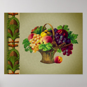 Vintage-Kunst Obstkorb Ananas-Rahmen Poster