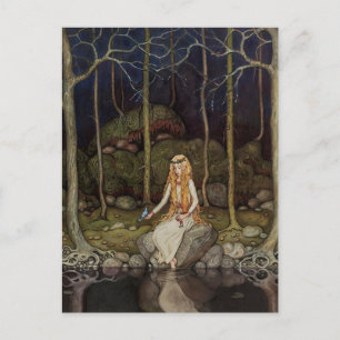 Vintage-Kunst Prinzessin im Wald Kinderkunst Postkarte