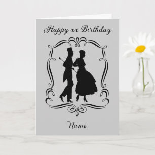 Vintage-Kunst-Silhouette Mann Frau Geburtstag Karte
