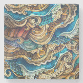 Vintage Kunst Steinuntersetzer (Vorderseite)