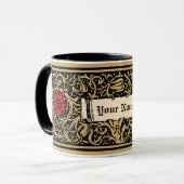 Vintage Kunst und Handwerk Blumenwein Personalisie Tasse (Vorderseite Links)