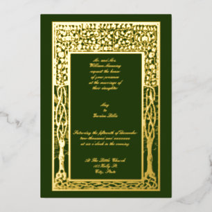 Vintage Kunst und Kunsthandwerk Obstbaumhochzeit Folieneinladung