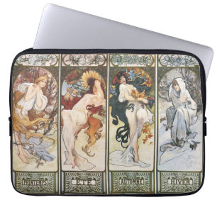 Vintage Kunst von Alphonse Mucha Laptopschutzhülle
