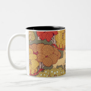 Vintage-Kunst von Hirschen im Wald Zweifarbige Tasse