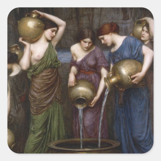 Vintage Kunst vor Raphaelit Quadratischer Aufkleber (Vorderseite)