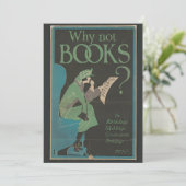 Vintage Kunst "Warum keine Bücher?" Geburtskarte Einladung (Stehend Vorderseite)