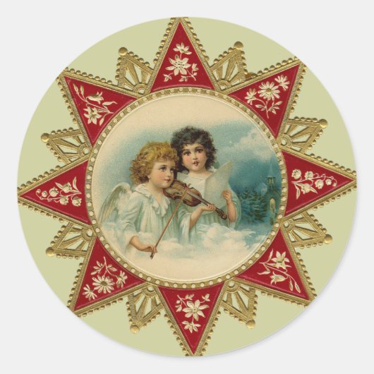 Vintage Kunst - WeihnachtsAngels Stickers (Vorderseite)