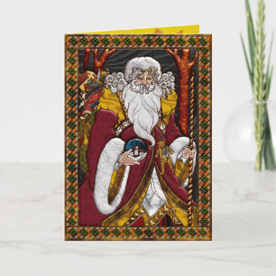 Vintage Kunst Weihnachtsmanns Card_Inside Feiertagskarte
