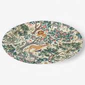 Vintage Kunst, Zebras-Giraffen, Flamingo, Vögel, l Pappteller (Schrägansicht)