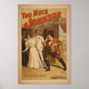Vintage Kunst zu viel Johnson Poster