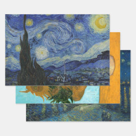 Vintage Kunstauswahl von Vincent van Gogh Geschenkpapier Set