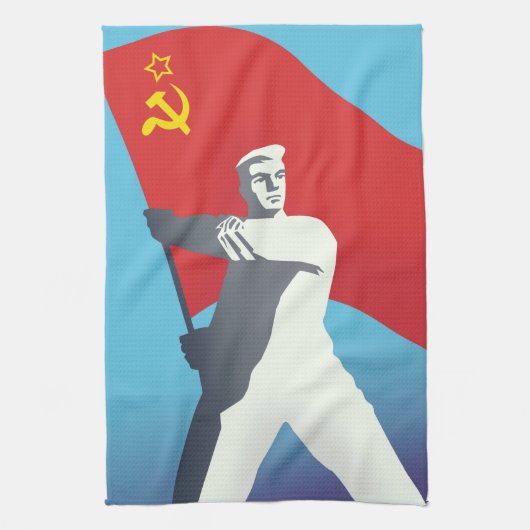 Vintage Kunstdrucke der sowjetischen Gewerkschaft  Geschirrtuch (Vertikal)