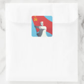 Vintage Kunstdrucke der sowjetischen Gewerkschaft  Quadratischer Aufkleber (Tasche)