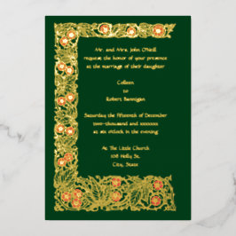 Vintage Künste & Kunsthandwerk Foliage & Bläsergre Folieneinladung