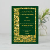 Vintage Kunsthandwerkskunst und Foliage Border Wed Folieneinladung (Stehend vorne)