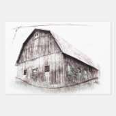 Vintage Kunstlandschaft Rustikal gestörte Barentte Geschenkpapier Set (Vorderseite)