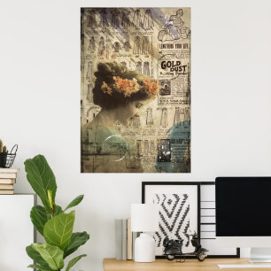Vintage Künstlerin, die sie für den großen Tag ein Poster
