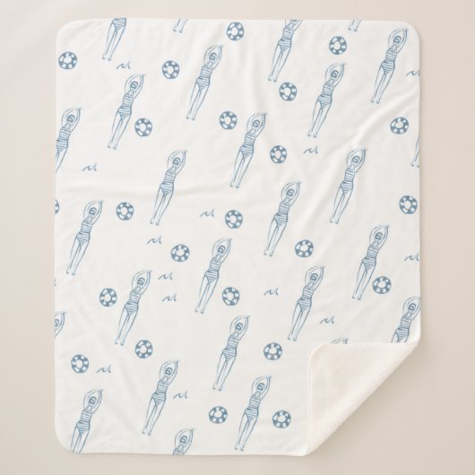 Vintage künstlerische Snychro Schwimmteam Muster Sherpadecke (Vorderseite)