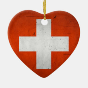 Vintage künstlerischer Grunge Schweiz Flagge Keramik Ornament