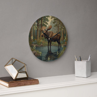 Vintage Kunstmoose boho waldland grün Große Wanduhr