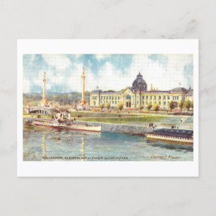 Vintage Kunstpalast Düsseldorf und Park Postkarte