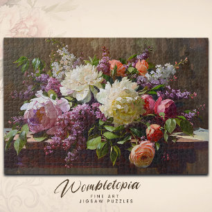 Vintage Kunstpest und Lilac Floral Bouquet Puzzle