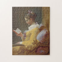 Vintage-Kunstpuzzle "Ein junges Mädchen liest" von