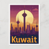 Vintage Kunstreise Kuwait Postkarte (Vorderseite)