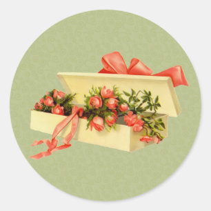 Vintage Kunstsammlung von Rose Runder Aufkleber