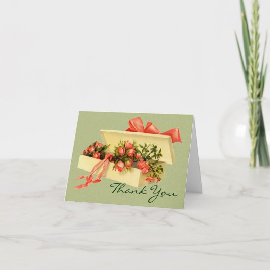 Vintage Kunstschachtel Rose Danke Karte (Vorderseite)