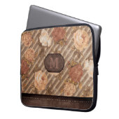 Vintage Kupfer-Rose | Rustikale florale Monogramm Laptopschutzhülle (Vorderseite Links)