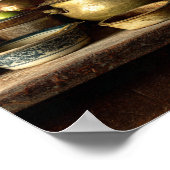 Vintage Kupferkrüge und Keramiken - Küche Poster (Ecke)