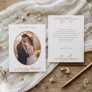 Vintage Kupferorange Französische Florale Hochzeit Dankeskarte
