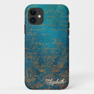 Vintage Kupferpatina mit türkisfarbener Kalligrafi Case-Mate iPhone Hülle