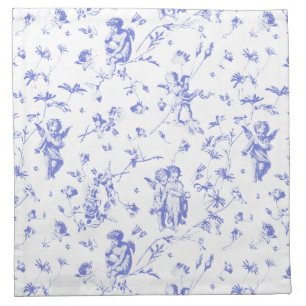 Vintage Kupiden Engel Floral Blauer weißer Film Serviette