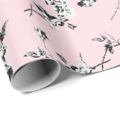 Vintage Kupiden Engel Schwarz-weiße Blüte Rosa Geschenkpapier (Rolleneckpunkt)