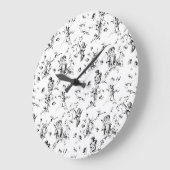 Vintage Kupiden Engel Schwarz-weißes Tier Große Wanduhr (Winkel)