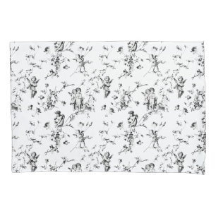 Vintage Kupiden Engel Schwarz-weißes Tier Kissenbezug
