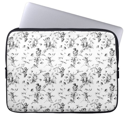 Vintage Kupiden Engel Schwarz-weißes Tier Laptopschutzhülle (Vorderseite)