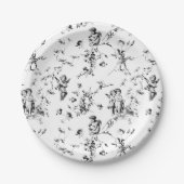 Vintage Kupiden Engel Schwarz-weißes Tier Pappteller (Vorderseite)