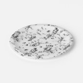 Vintage Kupiden Engel Schwarz-weißes Tier Pappteller (Schrägansicht)