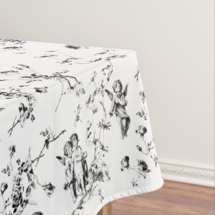 Vintage Kupiden Engel Schwarz-weißes Tier Tischdecke