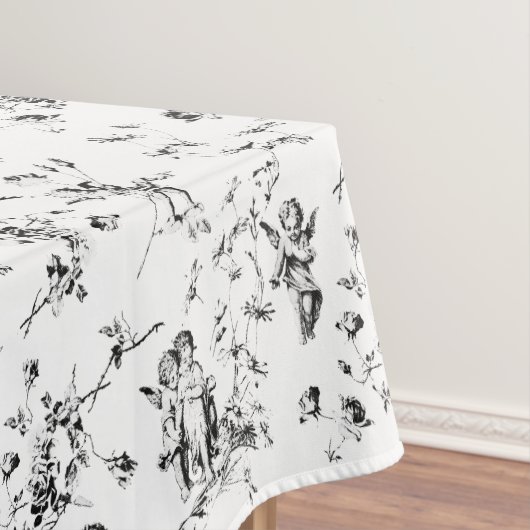 Vintage Kupiden Engel Schwarz-weißes Tier Tischdecke (Beispiel)